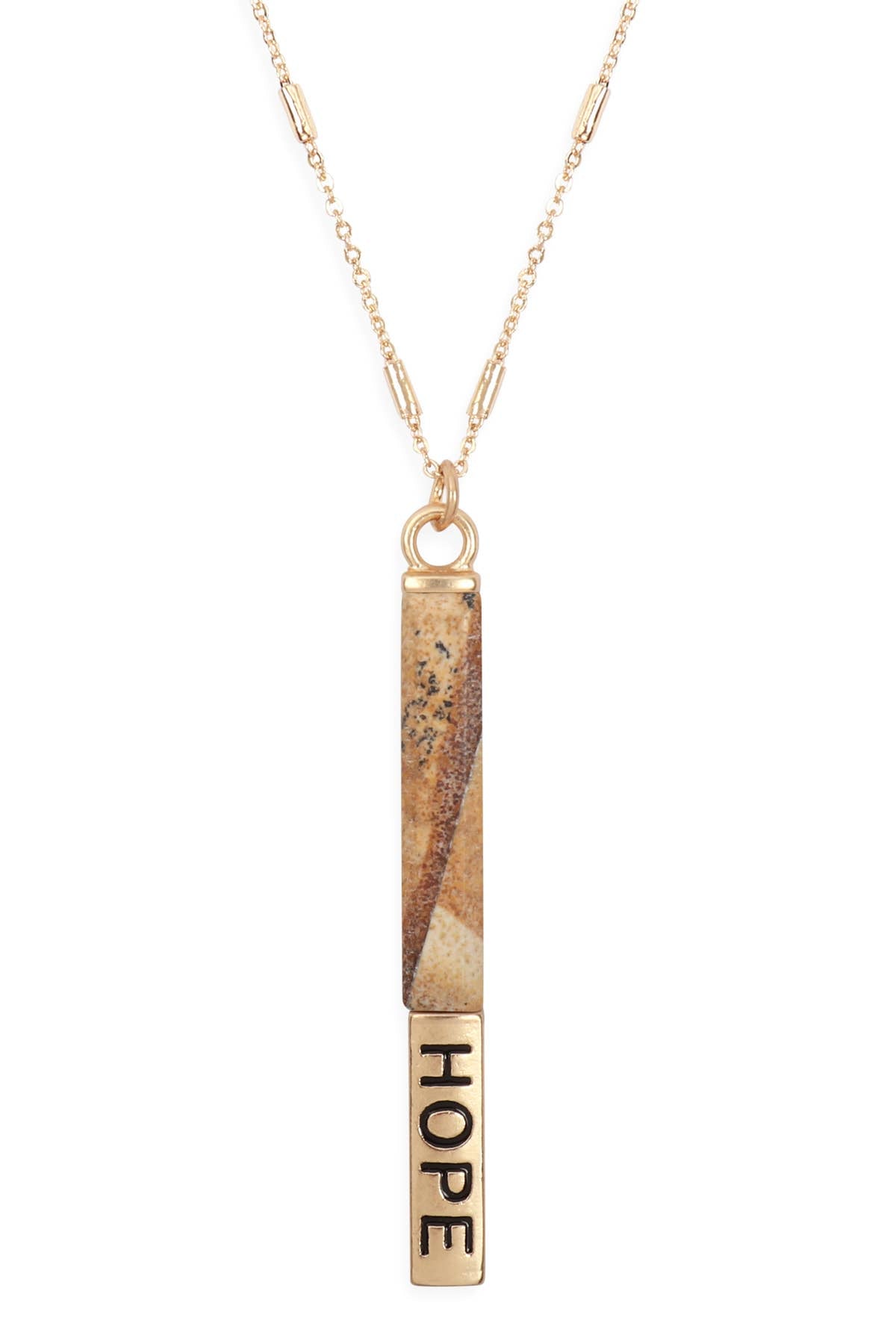 NATURAL STONE HOPE PENDANT BAR NECKLACE