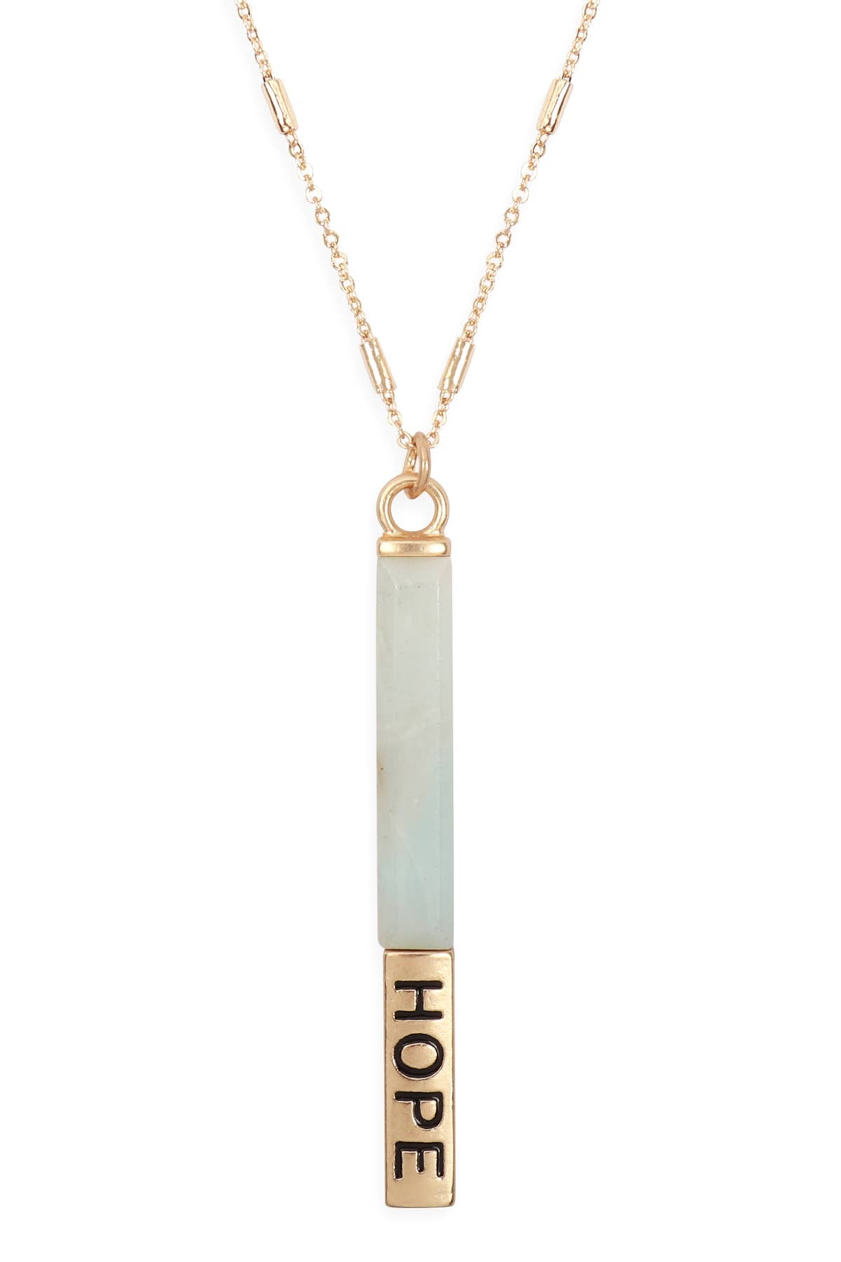 NATURAL STONE HOPE PENDANT BAR NECKLACE