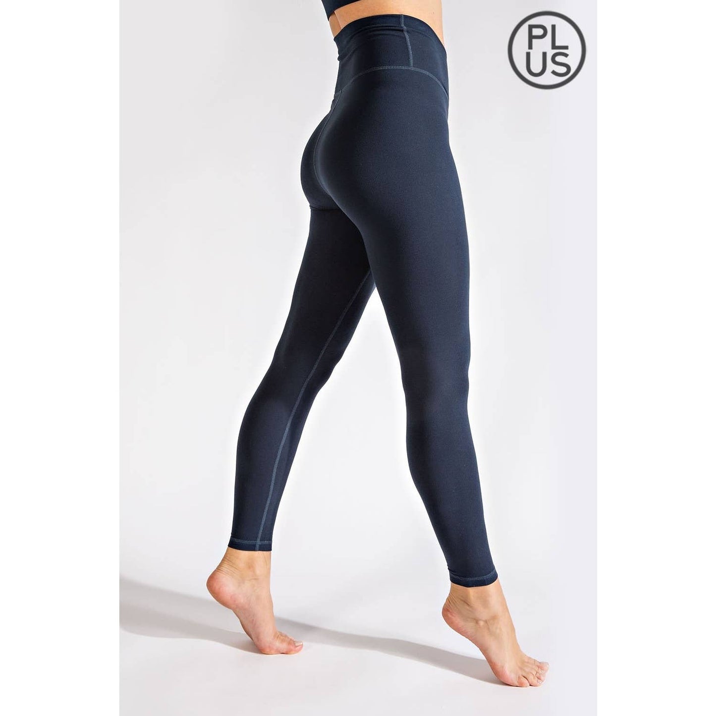 Plus Size V Waist Full Length Leggings in Nocturnal Navy by Rae Mode