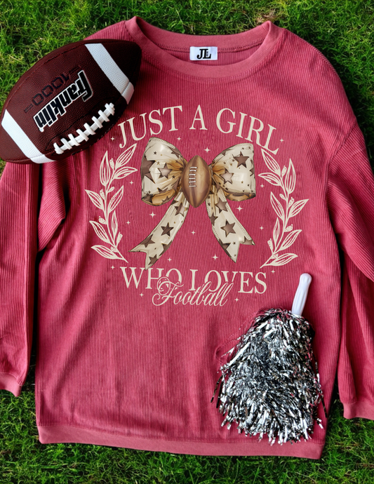 Girl Who Loves Football Corded Crew