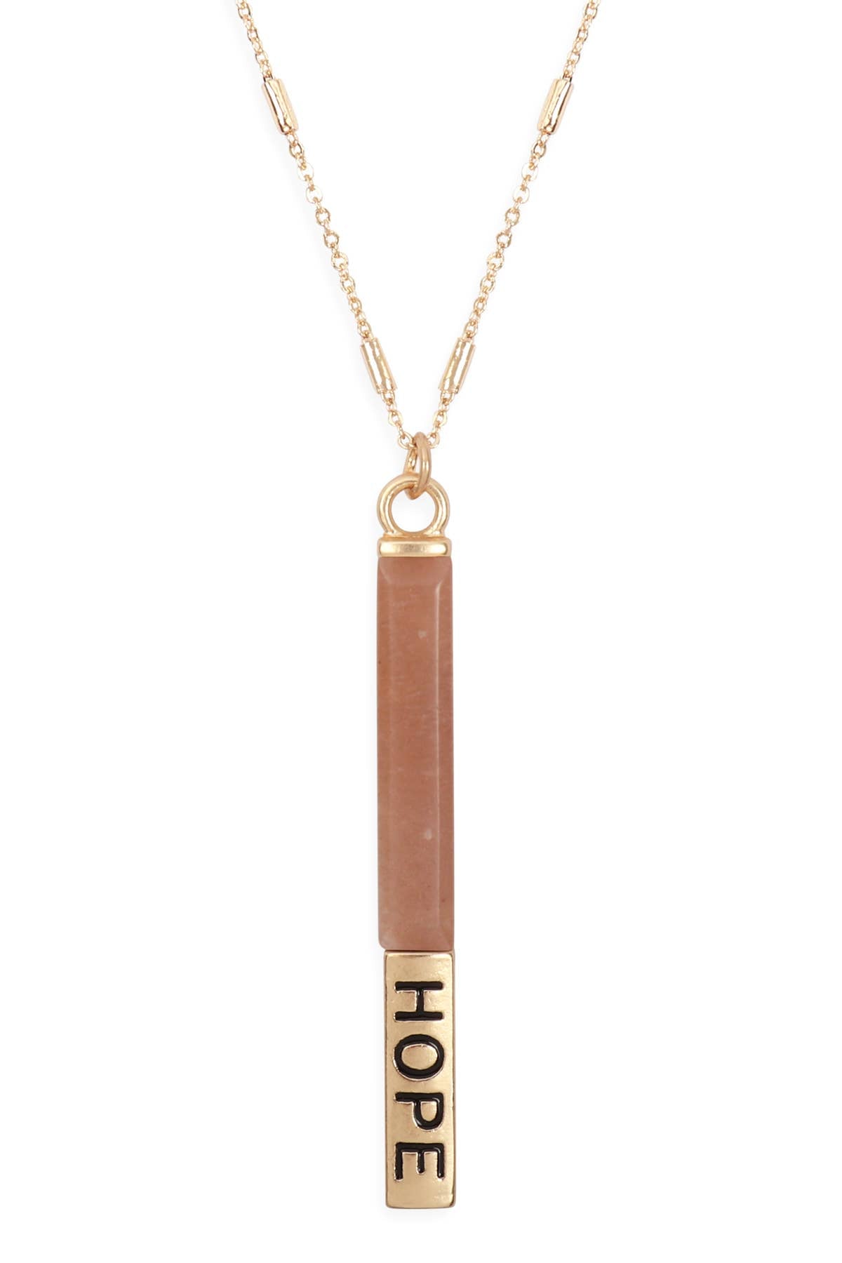 NATURAL STONE HOPE PENDANT BAR NECKLACE