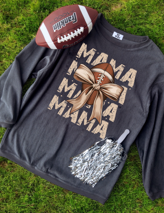 Football Bow Mama Corded Crew