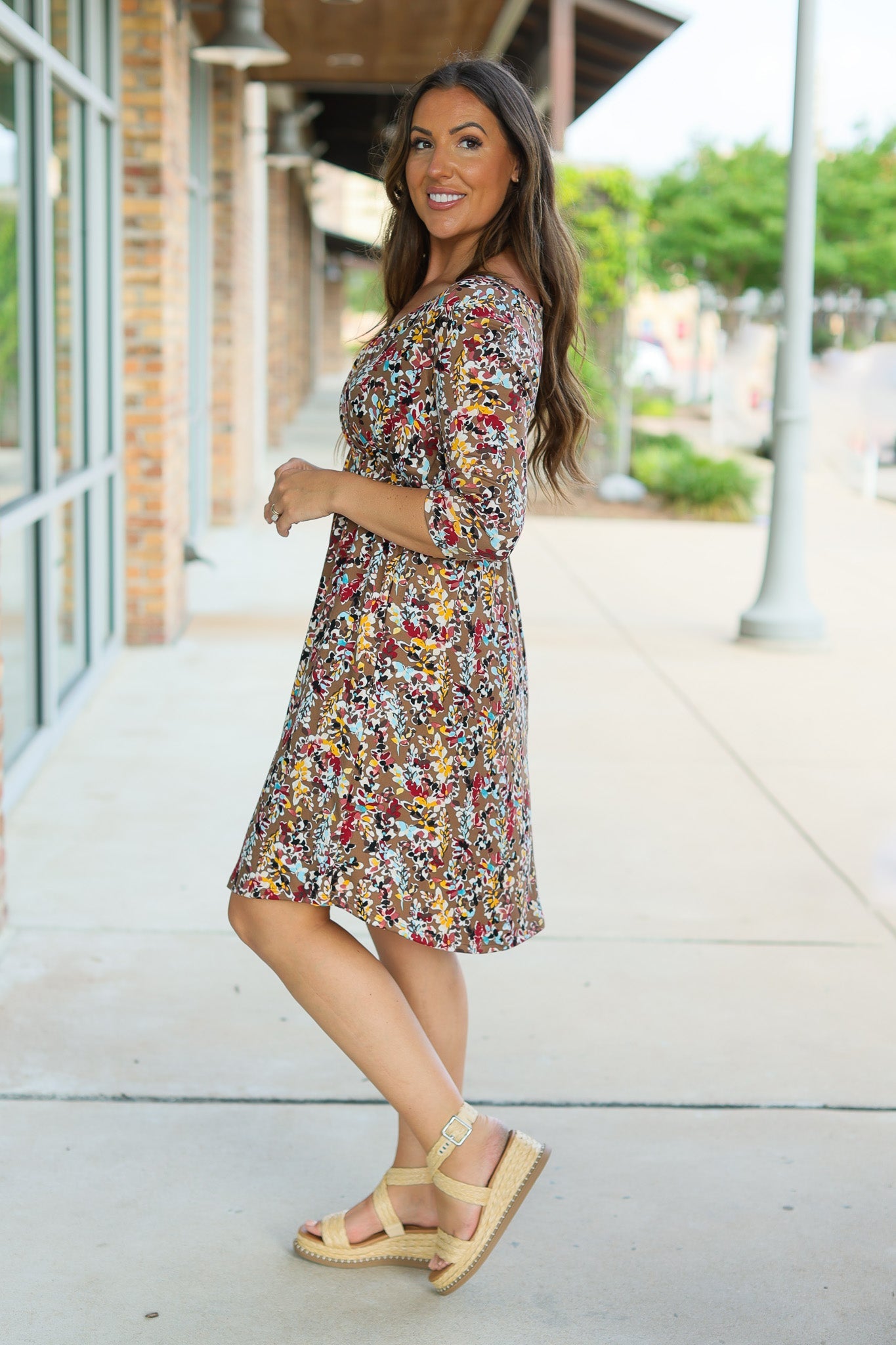 IN STOCK Taylor Dress - Mocha Floral FINAL SALE