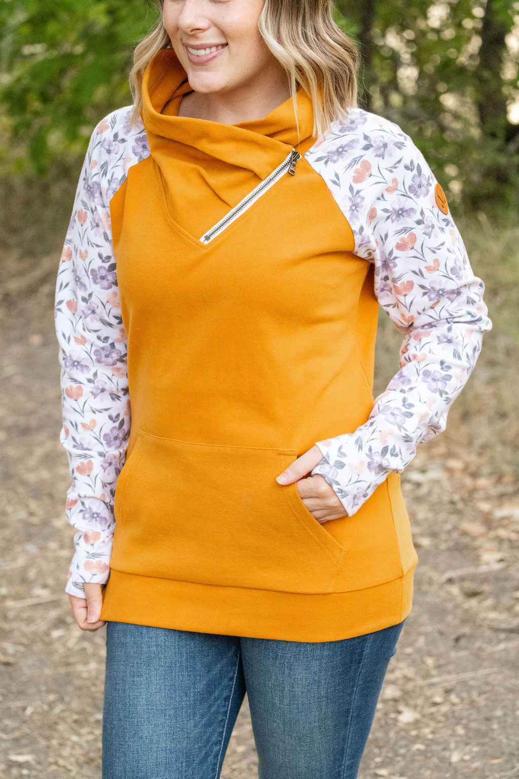 IN STOCK Zoey ZipCowl - Mustard and Harvest Floral FINAL SALE