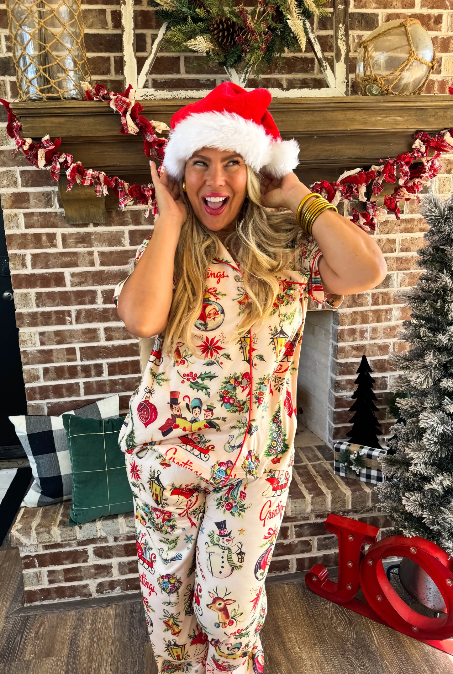 Button Down Stretchy Christmas PJs