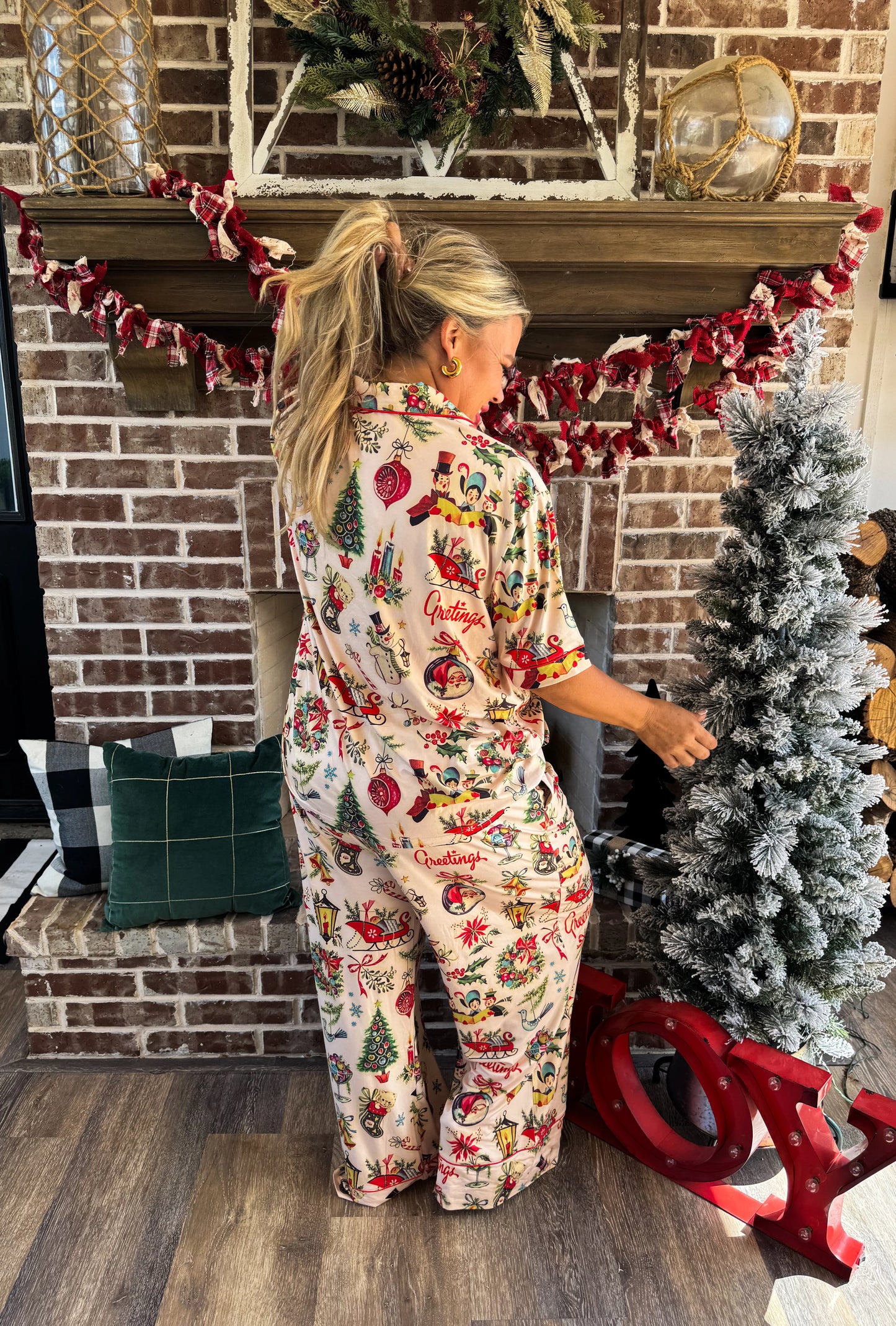 Button Down Stretchy Christmas PJs