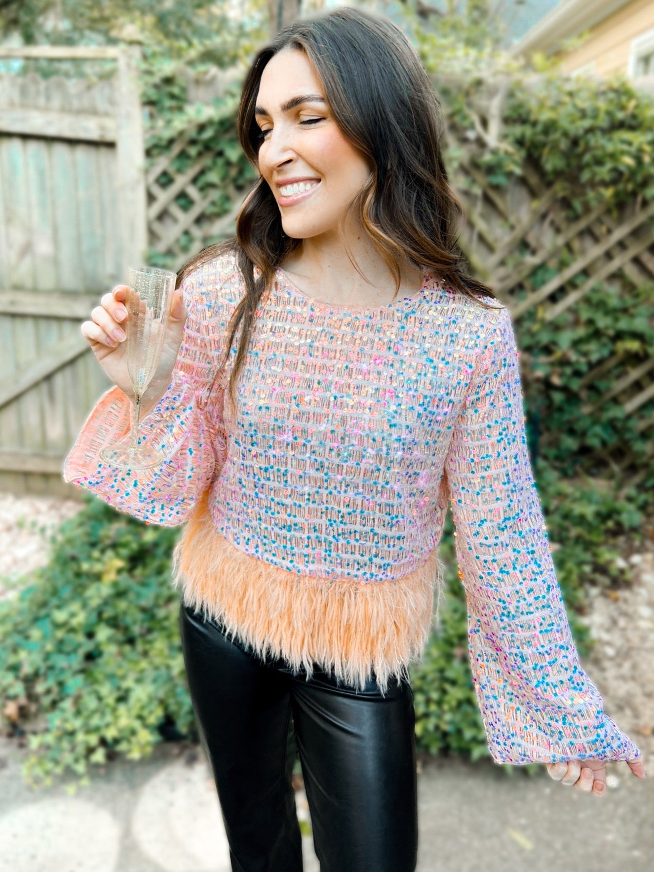 Starla Sequin & Feather Party Top