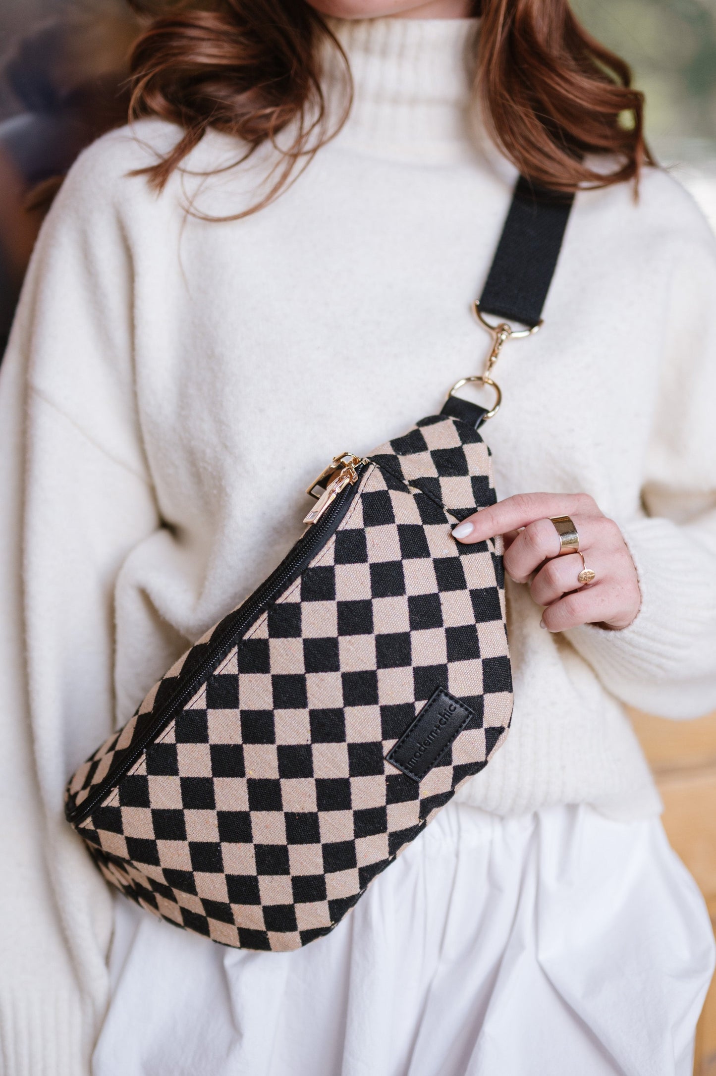 Avril Checkered Belt Bag