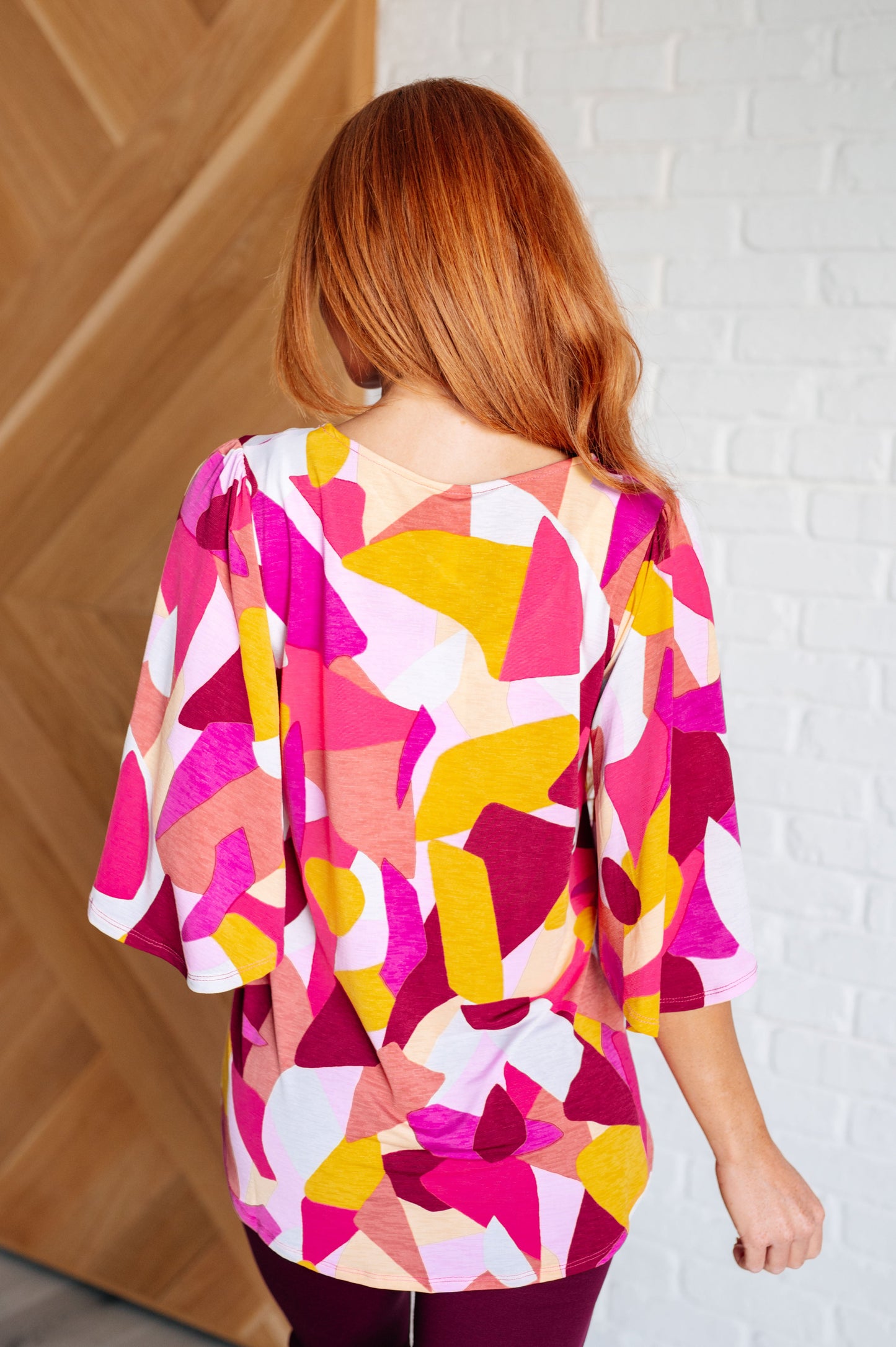 Cali Blouse in Magenta and Mustard Abstract