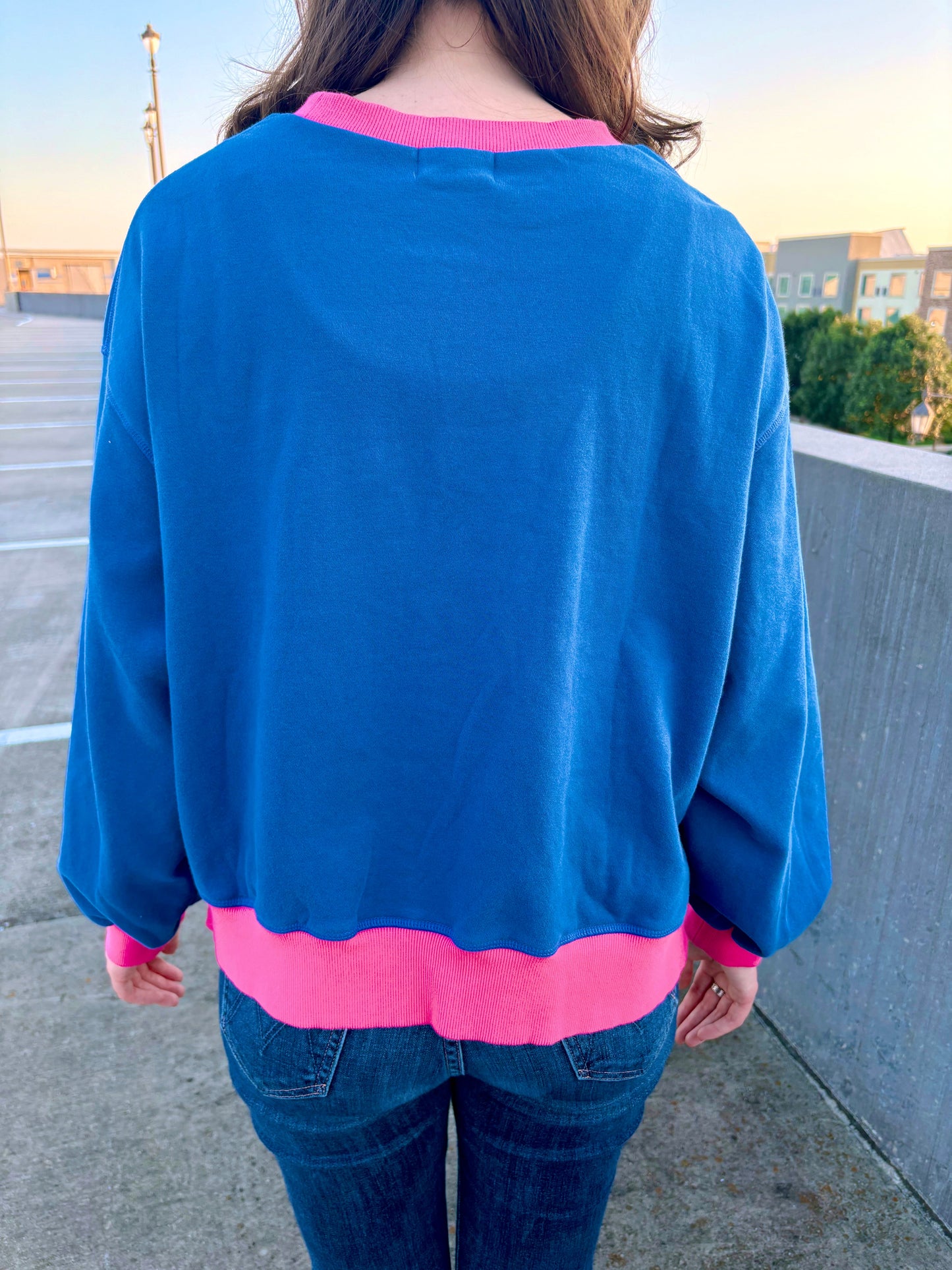 J. Lee Navy & Pink Sweatshirt