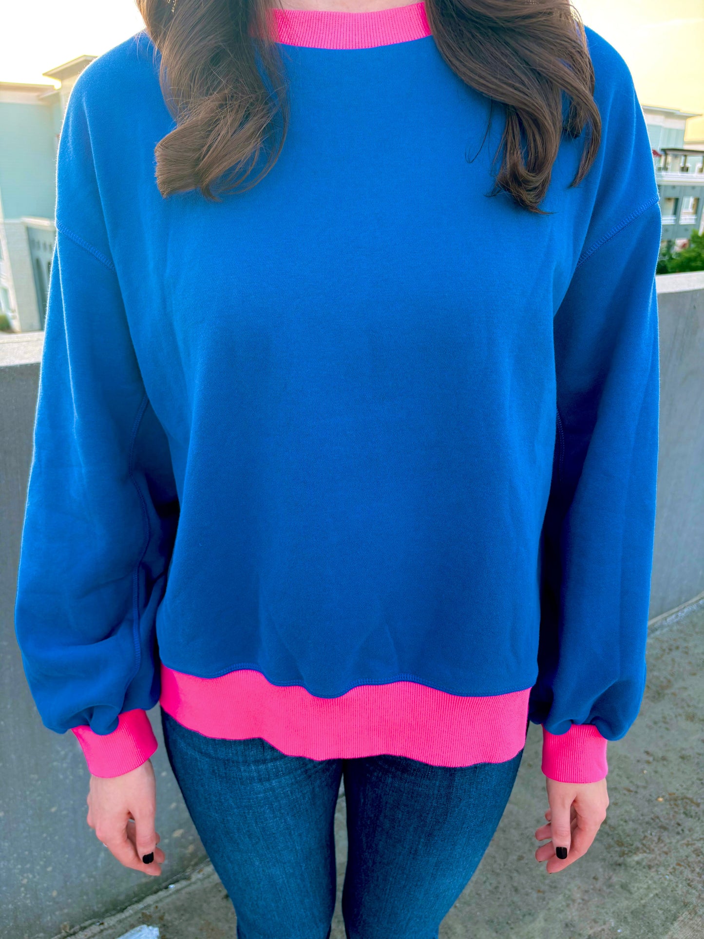 J. Lee Navy & Pink Sweatshirt