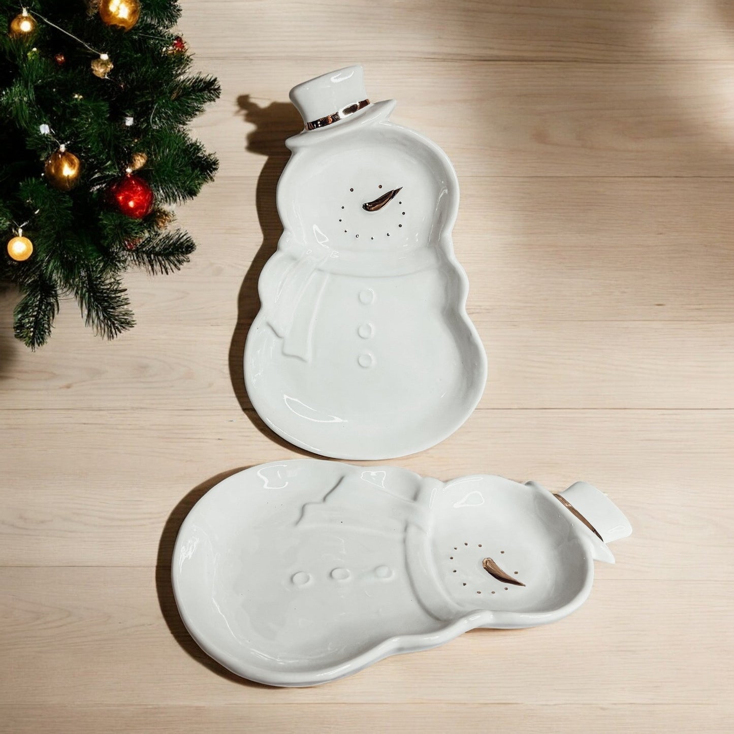 snowman appetizer plates ceramic dolomite
