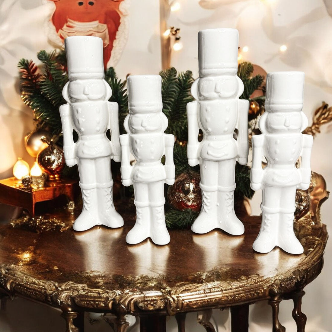 White Nutcracker Soldier Decorations Porcelain
