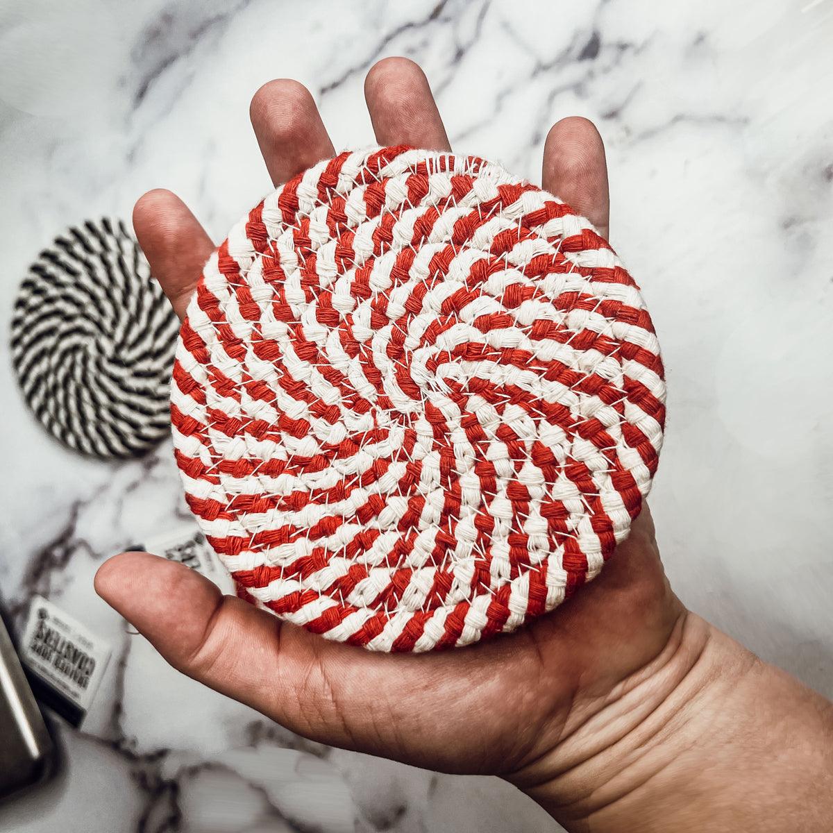 Crochet Christmas Coaster Pattern Red and White