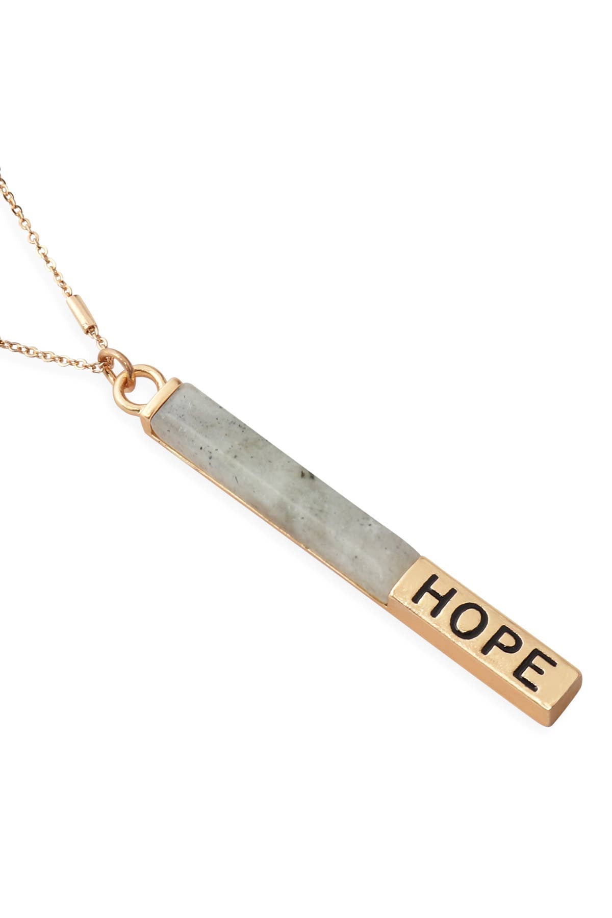 NATURAL STONE HOPE PENDANT BAR NECKLACE