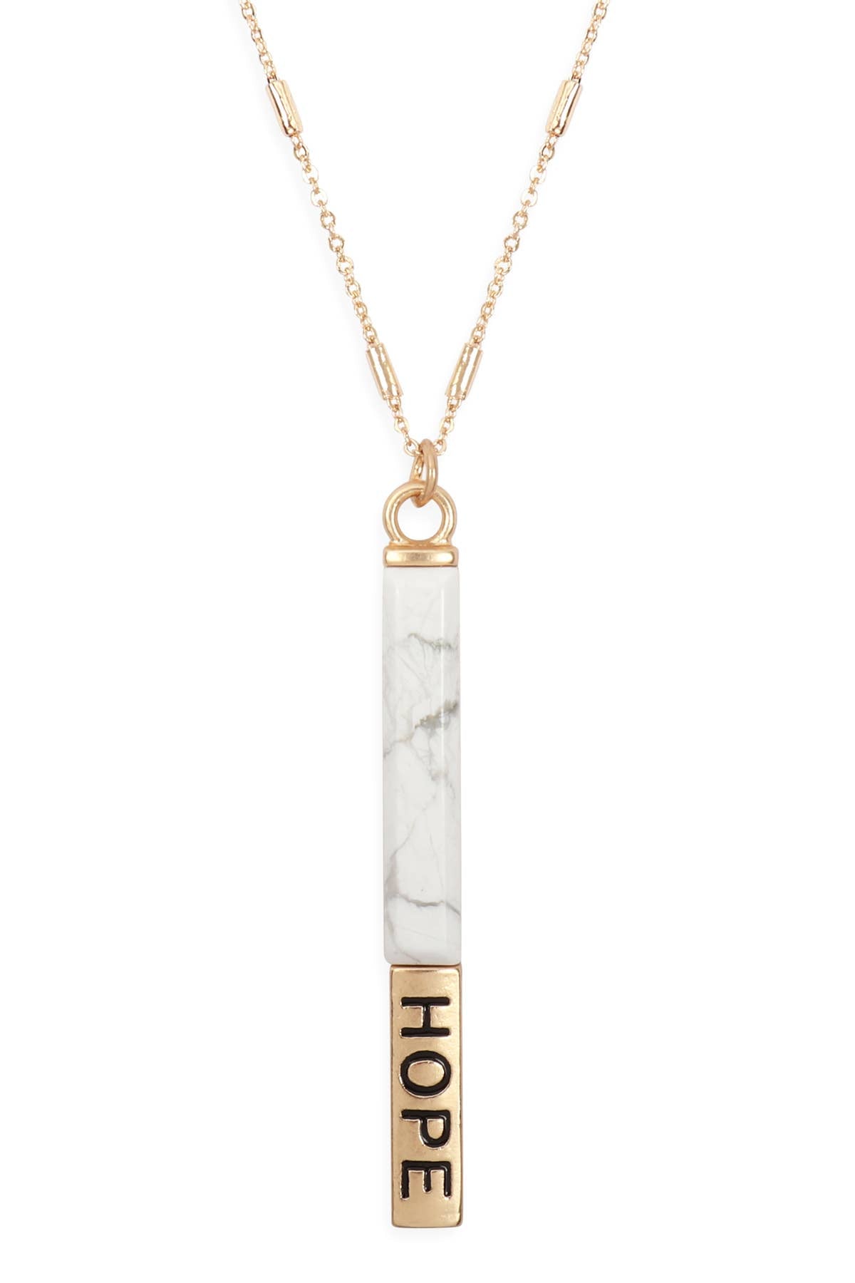 NATURAL STONE HOPE PENDANT BAR NECKLACE