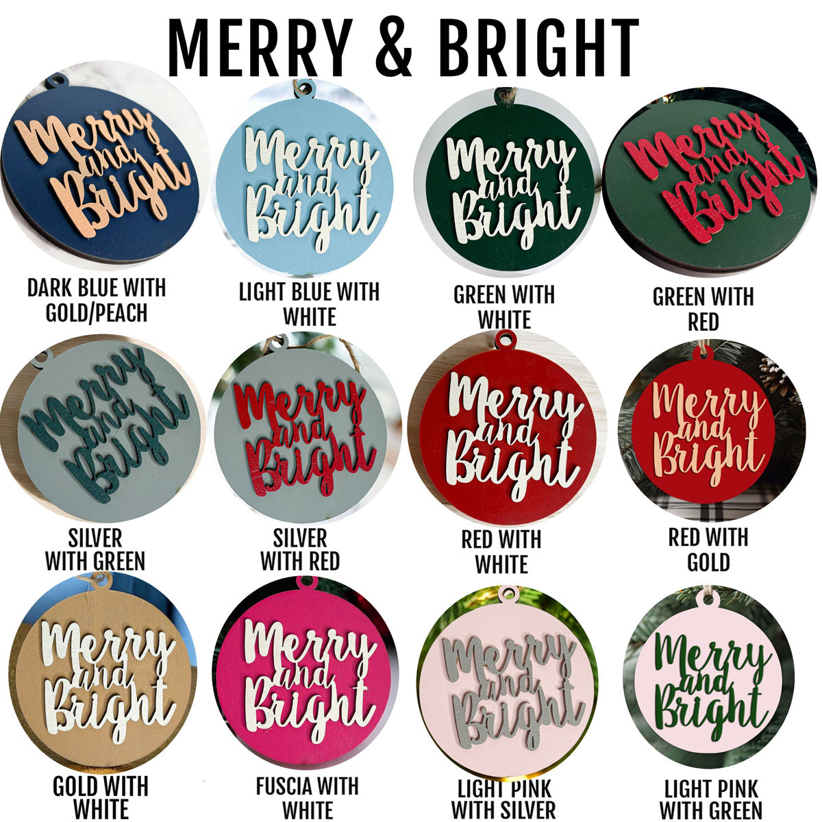 merry and bright christmas tree ornaments
