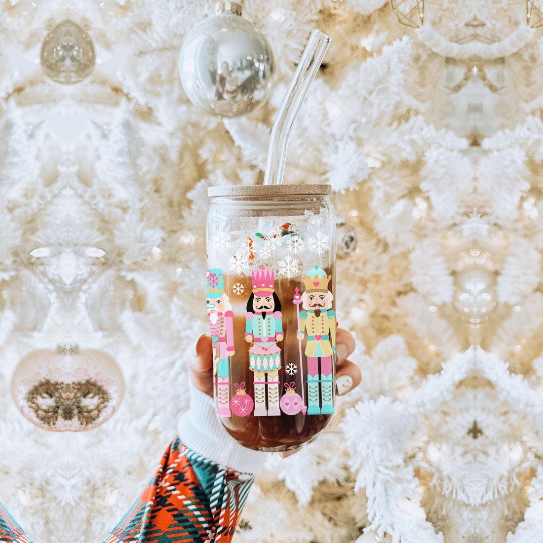 Christmas glass cup with straw
Christmas glass cup with lid and straw
Christmas tree glass cup with straw