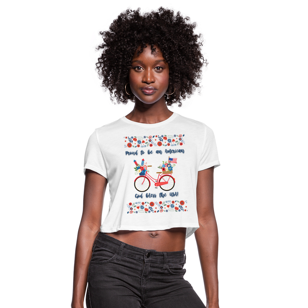 Proud to be an American Women's Cropped T-Shirt - white